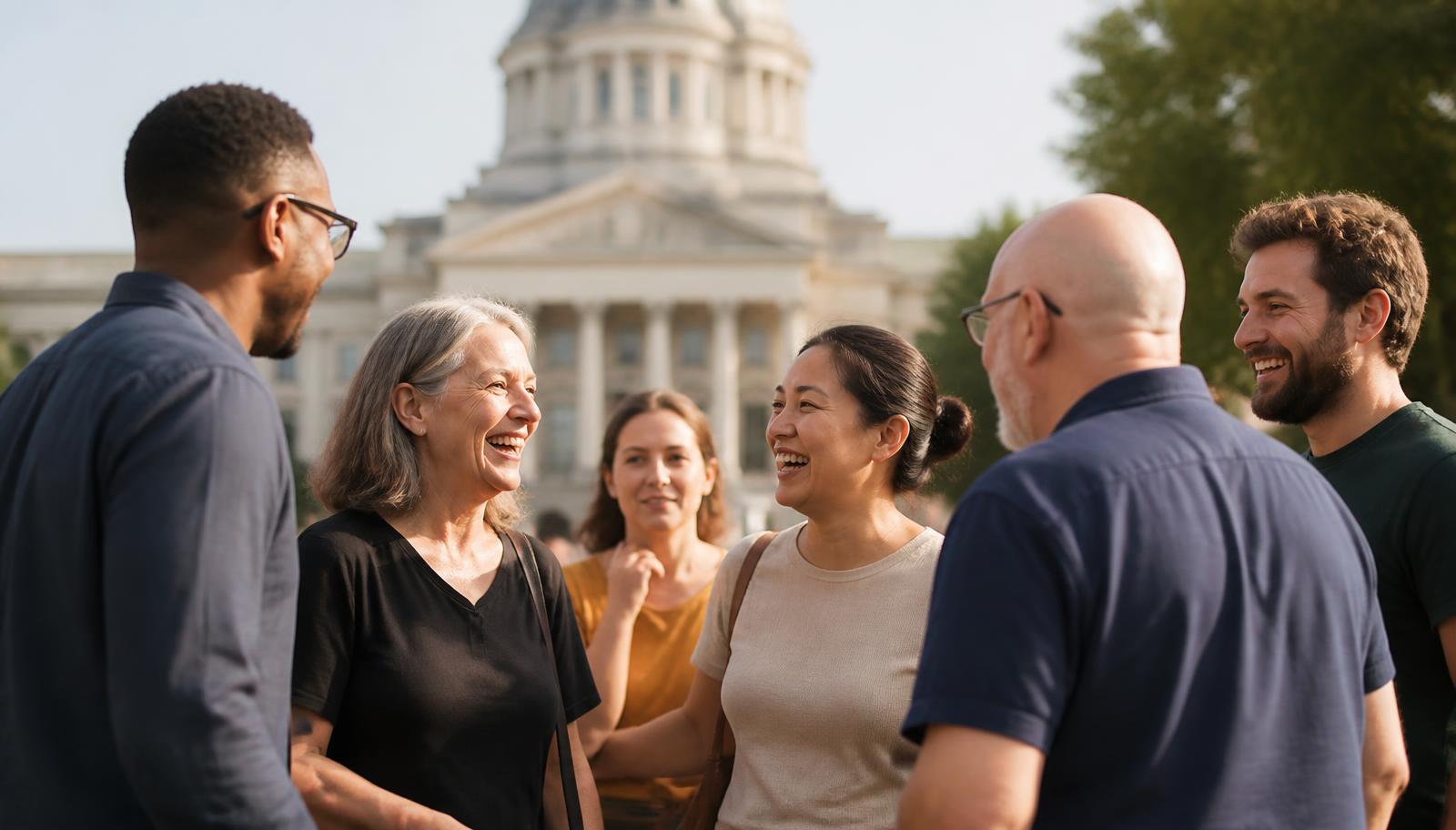 Kratom consumer advocates gathered outside a state capitol building